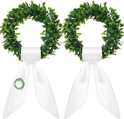 XunYee 2 Pcs Wreath Sash for Front Door 4.5" W x 56" l Blank White Satin sash for Embroidery Monogram Front Door Decor for Spring Cabinet Yard Outdoor Wedding Party in Saudi Arabia