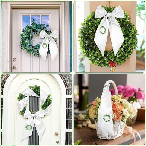 XunYee 2 Pcs Wreath Sash for Front Door 4.5" W x 56" l Blank White Satin sash for Embroidery Monogram Front Door Decor for Spring Cabinet Yard Outdoor Wedding Party in Saudi Arabia