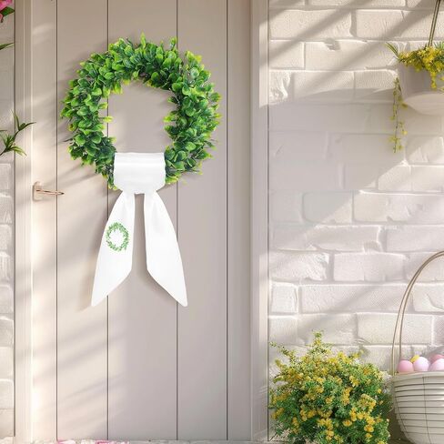 XunYee 2 Pcs Wreath Sash for Front Door 4.5" W x 56" l Blank White Satin sash for Embroidery Monogram Front Door Decor for Spring Cabinet Yard Outdoor Wedding Party in Saudi Arabia