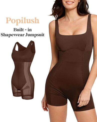 Popilush The Shapewear Jumpsuits - بذلة للتمرين للنساء بدون أكمام لليوجا مع رومبير للتحكم في البطن 2024 in Saudi Arabia