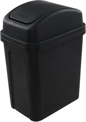 Fiazony 1-Pack 2 Gallon Plastic Small Swing Garbage Bin, Swing Lid Trash Bins, Black in Saudi Arabia