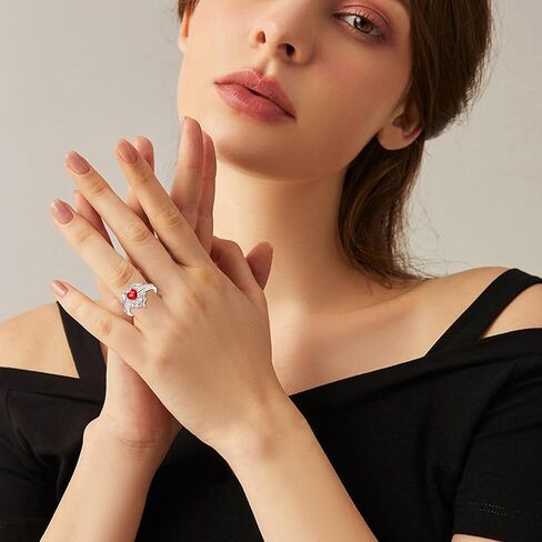 TIGER RIDER Spider Web 925 Sterling Silver Open Ring for Women Red Zirconia Adjustable Ring for Her Heart Shaped Jewelry Gothic Gift in Saudi Arabia