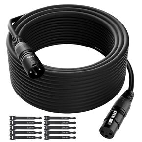 XLR Cable Microphone Cable 100 Feet,Elecan Heavy Duty Balanced XLR Speaker Cable (From 25-200FT) 3-Pin Shielded Male to Female Mic Cord,DMX Stage Lighting Patch Cable for Speaker Systems Mixer+10 Ties in Kuwait