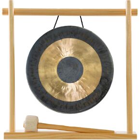 8" to 10" Gongs on My Little Pagoda Gong Stand Includes Stand, Mallet, & Your Choice of Gong/Perfect Desktop Gong/Sound Healing & Meditation/Bronze Gong/Wooden Stand in Kuwait