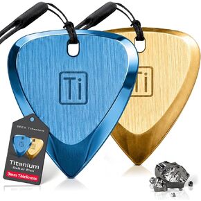 Titanium Guitar Picks, Must-Have Guitar Accessories for Music Lovers, All-Around Metal Pick for Bass, Ukulele, and More, Awesome Guitar Gifts, Comes with a Silicone Strap, 3-Pack - GPCA in Kuwait