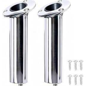 Amarine Made (Set of 2) Heavy Duty Stainless Steel 316 Deluxe Rod Holders with Drain, Flush Mount Fishing Rod Pole Holders, 30 Degree in Kuwait