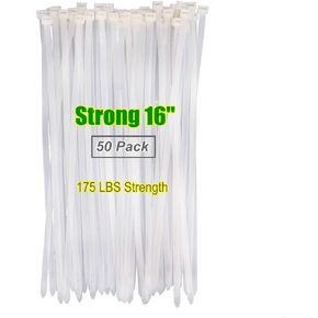 Heavy Duty 16 Inch Black Cable Ties, Strong MRO Industrial Zip ties 175 Pounds Strength, Outdoor Garden Tools Plants Ties, Indoor Wire Management (16",80 KG Strength,50 Pieces) in Kuwait