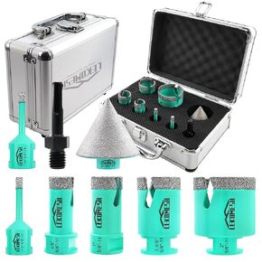 Diamond Core Drill Bits - 4 Inch(100mm) with 5/8"-11 Thread Tile Hole Saw Cutter & Triangle Shank Adapter for Porcelain Ceramic Tile Marble Granite Stone Quartz in Kuwait