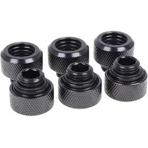 Alphacool 17377 Eiszapfen 13mm HardTube Compression Fitting G1/4 - knurled - deep Black Sixpack Water Cooling Fittings in Kuwait
