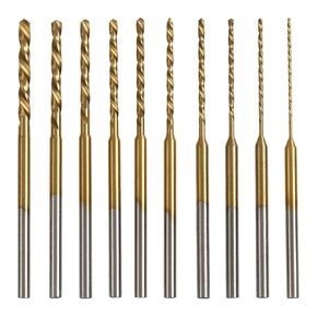 YUENTOEN 10Pcs Mini Twist Drill Bit Set - Micro Engraving Drill Bits, HSS 2.35mm Shank Titanium Coated 0.6mm to 2.2mm Tiny Drill Bit Hole Drilling Tool for DIY Resin, Jewelry, Amber, Beads and Beeswax in Kuwait
