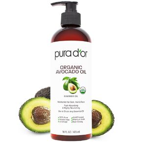 PURA D'OR Organic Apricot Kernel Oil, 100% Pure USDA Certified Natural Unrefined Cold Pressed Carrier Oil, Vitamins & Antioxidants, Nourishing & Moisturizing For Body Massage, Hair, Skin & Nails, 16oz in Kuwait