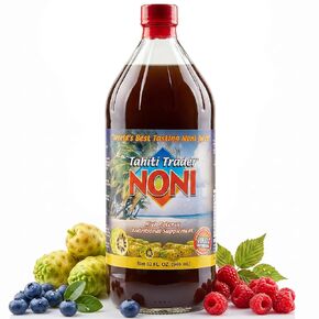 Tahiti Trader Island Style High Potency Noni Juice - Pure Noni Fruit Juice Fermented to Vinegar - Organic Antioxidant Superfood Juice Supporting Energy & Body Health - (32oz, 2 Pack) in Kuwait