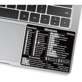 Windows Shortcut Sticker - Windows PC Reference Keyboard Shortcut Vinyl Sticker, Laptop Keyboard Shortcuts Stickers for Windows, for Any PC Laptop or Desktop SM (Black) in Kuwait