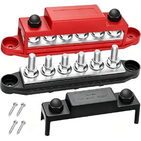 maierke 250A Bus Bar 12V Marine 6 x 1/4" (M6) Terminal Studs,10 x #8 (M4) Screw Terminal 12V-48V Power Distribution Block with Cover,with 26PCS Terminal Parts Battery Bus Bar for Boat Automotive Car in Kuwait