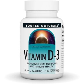Source Naturals فيتامين د-3، يدعم صحة العظام والمناعة، 2000 وحدة دولية - 400 كبسولة in Kuwait