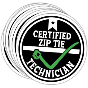 HOSALA (3Pcs/Pack) Certified Zip Tie Technician Sticker Funny Green Zip Stickers for Helmet Travel Luggage Laptop Water Bottles Phone Tablet Car- 3x4 Inch in Kuwait