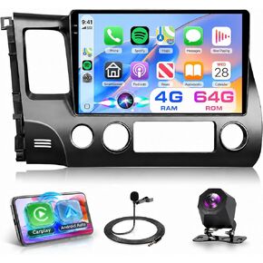 Android Car Stereo Radio for Honda Civic 2006-2011 with Apple Carplay GPS, Rimoody 10 Inch Touchscreen Android Auto Mirror Link Bluetooth FM/RDS WiFi EQ SWC Backup Camera in Kuwait