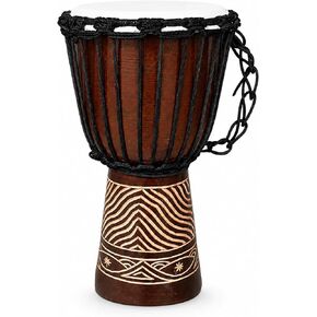 JIVE BRAND Djembe Drum Bongo كونغو طبلة خشبية أفريقية ذات جودة احترافية مع قاعدة ثقيلة/تتضمن سلسلة مفاتيح طبلة (16 بوصة مطلية بدرجة عالية) in Kuwait