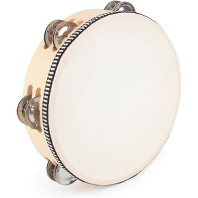 AUEAR, 3 Pack Wooden Tambourines Double Rows Metal Jingle Tambourine 8 Inch Handheld for Party Church KTV Musical Educational in Kuwait