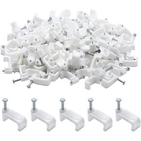 50pcs 3/4" / 20mm Half Clamp J-Hook with Nail, Nail in Cable Clips Ethernet Cable Nails Tacks Clips, Black in Kuwait