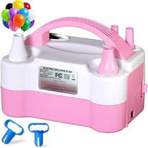 Balloon Pump, Balloon Pump Electric, Electric Portable Dual Nozzle Air Balloon Pump, Electric Air Balloon Pump and Tying Tool in One for Party Decoration [110V~120V, 600W, Rose Red] in Kuwait