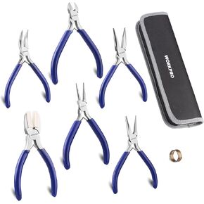 WORKPRO 7-Piece Jewelers Pliers Set, Jewelry Making Tools Kit with Easy Carrying Pouch (Blue) in Kuwait