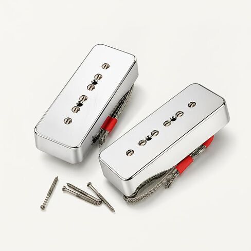 P90 Pickup Set, Single Coil Neck Bridge Pick up Loaded Alnico 5 Bar Magnets, High Output Single-coil Pickup for 6 String Electric Guitar with P90-sized Pickup-up Configuration, Black in Kuwait