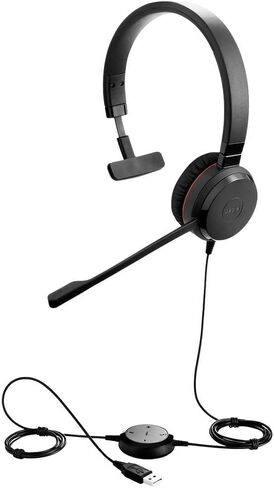 Jabra Evolve 20 SE UC Mono Headset – Unified Communications Headphones for VoIP Softphone with Passive Noise Cancellation – USB-A Cable with Controller – Black in Kuwait