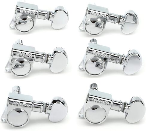 Grover 406C6 Rotomatic Mini 6 in Line Self Locking Machine Heads, Chrome & JIM DUNLOP SLS1501N Straplok® Traditional Strap Retainer System, Nickel in Kuwait