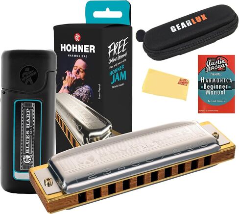 Hohner 532 Blues Harp MS Harmonica - Key of C Bundle with Carrying Case, Polishing Cloth in Kuwait