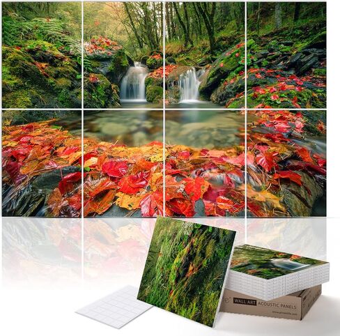 PINWELIFE® Masterpiece Acoustic Art Panels, 8-Pack 12"×16" Sound Absorbing Panels, Decorative Acoustic Wall Art, Noise and Echo Cancelling for Home Studio/Office, Nano Tape Included in Kuwait