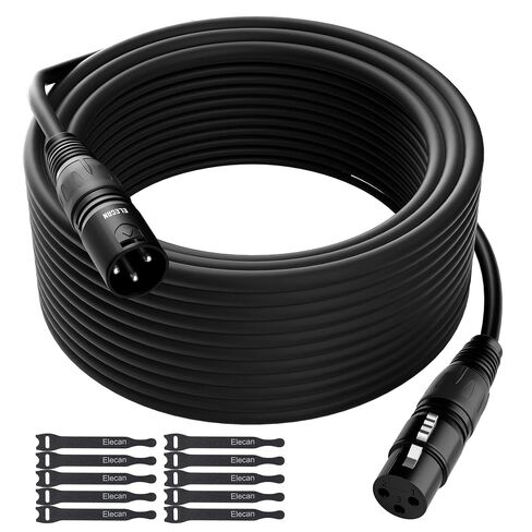 XLR Cable Microphone Cable 100 Feet,Elecan Heavy Duty Balanced XLR Speaker Cable (From 25-200FT) 3-Pin Shielded Male to Female Mic Cord,DMX Stage Lighting Patch Cable for Speaker Systems Mixer+10 Ties in Kuwait