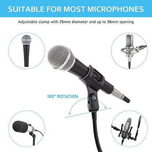 Saycker 360 Degree Flexible Gooseneck Microphone Stand Adjustable Desk Mic Boom Arm Stand with Clip(Black) in Kuwait