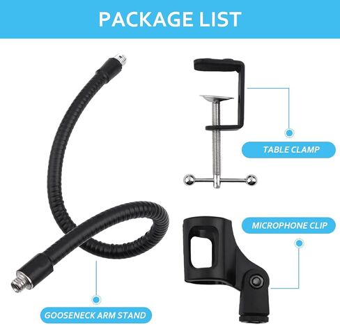 Saycker 360 Degree Flexible Gooseneck Microphone Stand Adjustable Desk Mic Boom Arm Stand with Clip(Black) in Kuwait