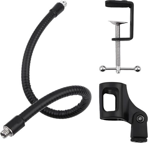 Saycker 360 Degree Flexible Gooseneck Microphone Stand Adjustable Desk Mic Boom Arm Stand with Clip(Black) in Kuwait