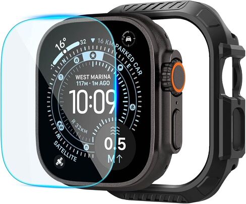 Spigen for Apple Watch Ultra 3/2/1 49mm Case with Secure Locking System | Lock Fit Durable Protective Shock Proof Scratch Resistant Bumper TPU Cover - Black in Kuwait