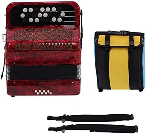 22 Key Diatonic Accordion 8 Bass Professional Button Reed Accordion Instrument for Beginner with Storage Bag(Red) in Kuwait