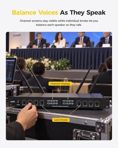 XTUGA YT8 UHF 8 Channel Desktop Gooseneck Microphone System Conference Mics Super-Low Background Noise for Large Conferences, Public Speaking in Kuwait