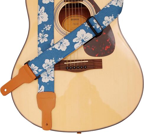 MUSIC FIRST Original Design, 2 inch width (5cm), Cream Graceful & Vintage Lace Soft Lace & Genuine Leather Delux Guitar Strap, Electric Guitar Strap (Cream) in Kuwait