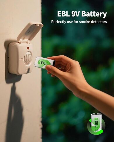 EBL 9V Rechargeable Batteries NiMH Everyday 280mAh 9V Battery for Smoke Alarm Detector, 4-Packs in Kuwait