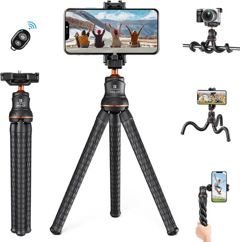 K&F Concept Camera Tripod, Versatile Mini Flexible Phone Stand with Bluetooth Remote,Phone Holder,3kg Load Capacity for Phone and Camera in Kuwait