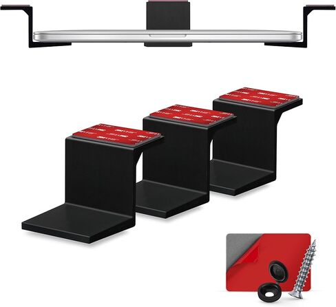 BRAINWAVZ Transparent Under Desk Laptop Holder Mount with Adhesive & Screw in, Devices Upto 1.8" Thick for Laptops, Macbooks, Surface, Cable Box, Routers, Keyboard, Modems, Network Switch & More in Kuwait