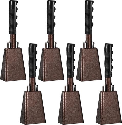 6 Pcs 10 Inch Cowbell with Handle Cheering Bell for Sports Events Large Noise Makers Cowbells Loud Cowbell Bulk for Football Games Party Chimes Percussion Musical Instruments (Red) in Kuwait