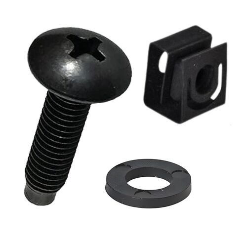 RackGold® Black 10-32 Slide-on Cage Nut & Screws w/Washers 25-Pack - USA Made in Kuwait