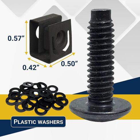 RackGold® Black 10-32 Slide-on Cage Nut & Screws w/Washers 25-Pack - USA Made in Kuwait