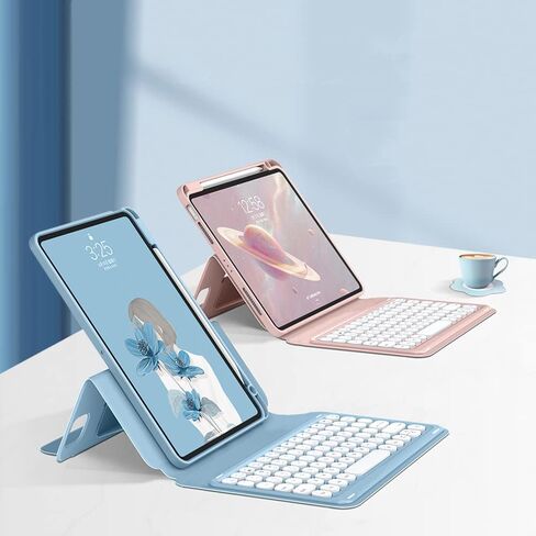 حافظة مغناطيسية لجهاز iPad Mini 6 (الجيل السادس) مع حامل رأسي للوحة المفاتيح وغطاء خلفي شفاف قابل للفصل مع حامل أقلام لجهاز iPad Mini 6th Gen 2021، أرجواني رمادي in Kuwait