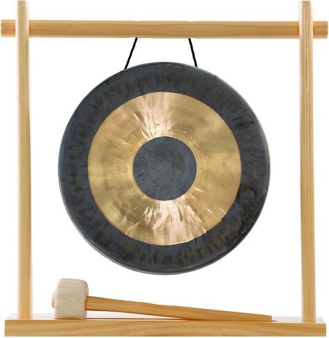8" to 10" Gongs on My Little Pagoda Gong Stand Includes Stand, Mallet, & Your Choice of Gong/Perfect Desktop Gong/Sound Healing & Meditation/Bronze Gong/Wooden Stand in Kuwait