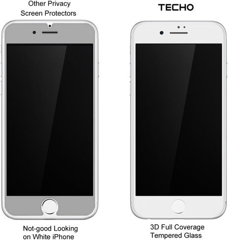 TECHO Privacy Screen Protector for iPhone SE 2022/2020 iPhone 8 7 6s 6, Anti Spy 9H Tempered Glass, Edge to Edge Full Cover Screen Protector [Anti-Fingerprint] [Bubble Free] [Full Coverage] (Black) in Kuwait
