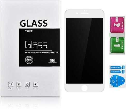 TECHO Privacy Screen Protector for iPhone SE 2022/2020 iPhone 8 7 6s 6, Anti Spy 9H Tempered Glass, Edge to Edge Full Cover Screen Protector [Anti-Fingerprint] [Bubble Free] [Full Coverage] (Black) in Kuwait