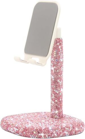 Bling Rhinestone Crystal Phone Stand, Adjustable Cell Phone Stand, Phone Holder for Desk, Desktop Holder, Cradle Compatible with iPhone Samsung Smartphones SL (Champagne) in Kuwait